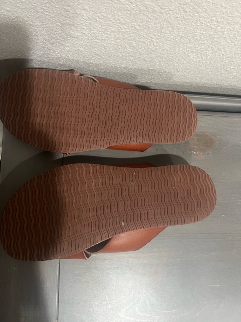 Sonoma Cognac Leather-Look Crisscross Slide Sandals - Picture 8 of 8
